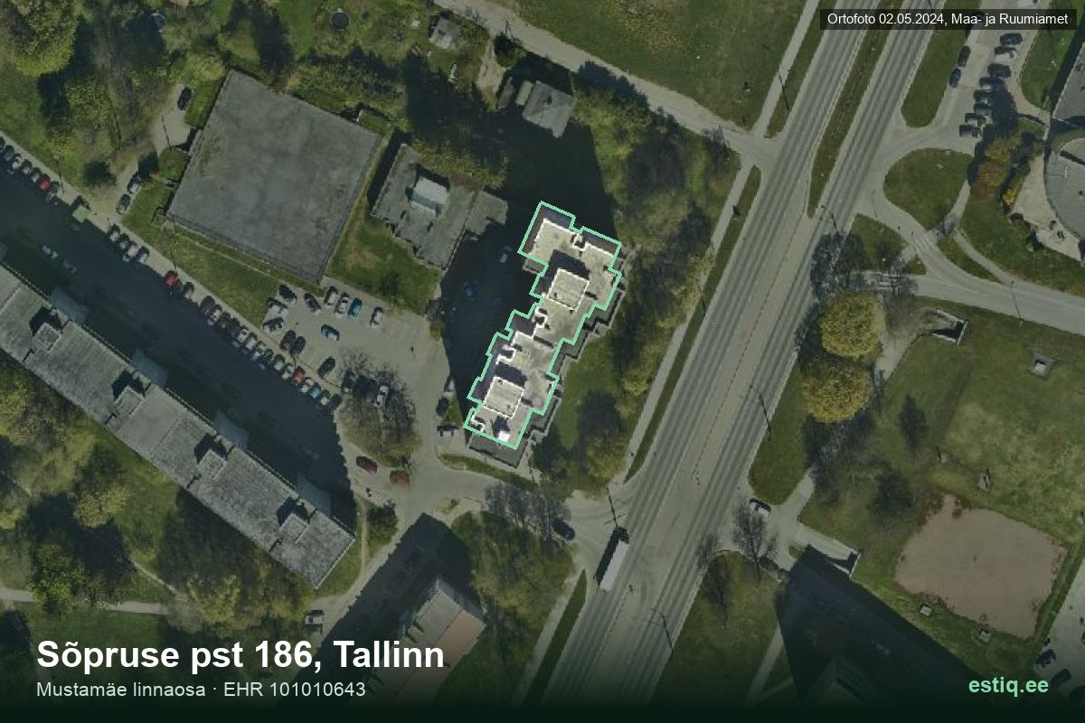 Sõpruse pst 186, Tallinn – hoone aerofoto, kontuur ehitisregistri (EHR) andmetest