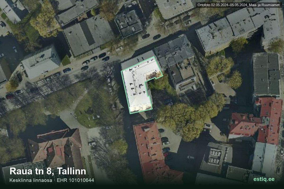 Raua tänav 8, Tallinn – aerial photo of the building, outline from the Building Register (EHR)