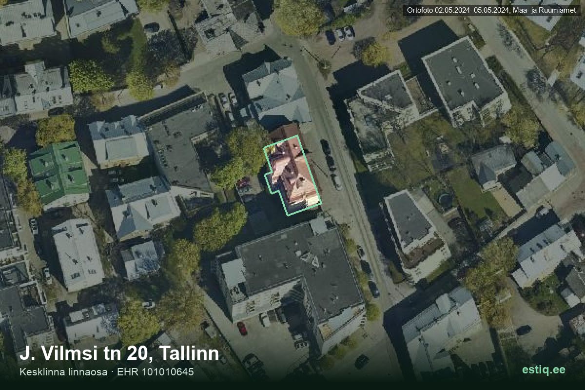 J. Vilmsi tänav 20, Tallinn – aerial photo of the building, outline from the Building Register (EHR)