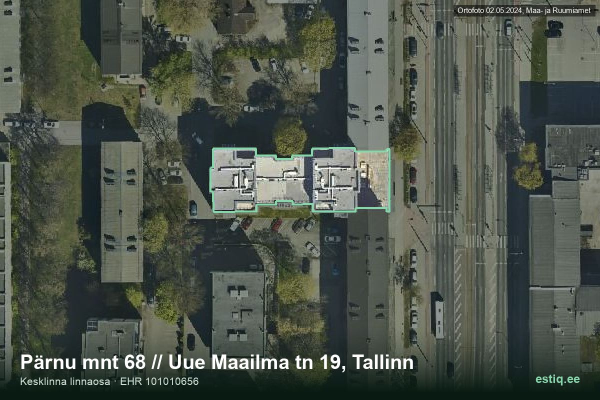 Uue Maailma tänav 19, Tallinn – hoone aerofoto, kontuur ehitisregistri (EHR) andmetest