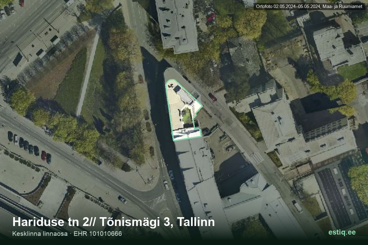 Hariduse tänav 2, Tallinn – аэрофото дома, контур по данным регистра строений (EHR)