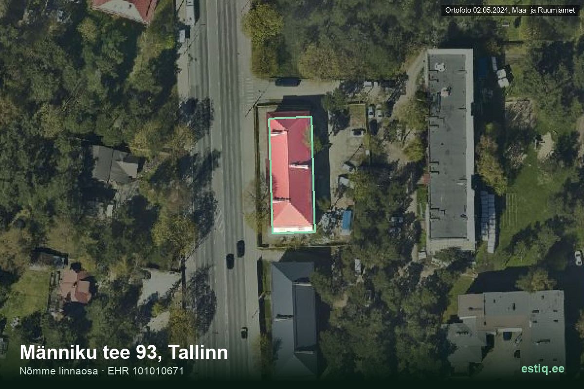 Männiku tee 93, Tallinn – hoone aerofoto, kontuur ehitisregistri (EHR) andmetest