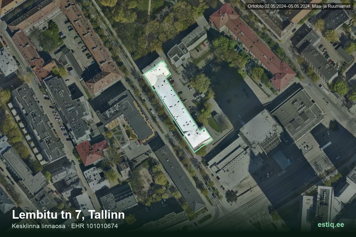 Lembitu tänav 7, Tallinn – hoone aerofoto, kontuur ehitisregistri (EHR) andmetest