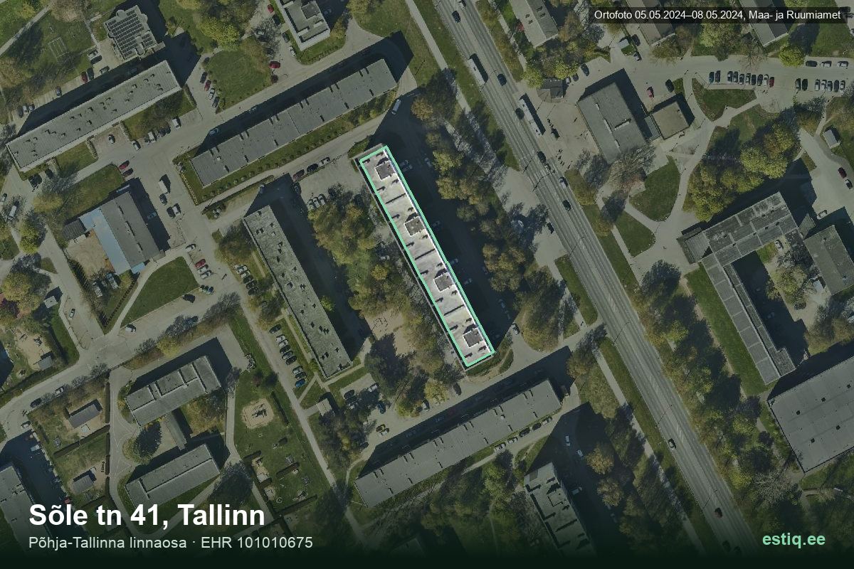 Sõle tänav 41, Tallinn – hoone aerofoto, kontuur ehitisregistri (EHR) andmetest