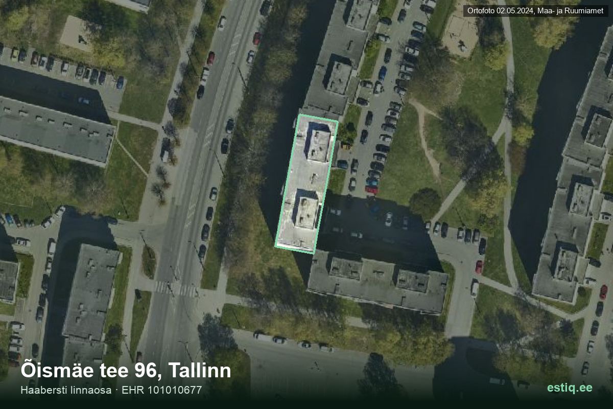 Õismäe tee 96, Tallinn – hoone aerofoto, kontuur ehitisregistri (EHR) andmetest