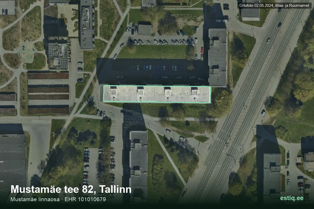 Mustamäe tee 82, Tallinn – hoone aerofoto, kontuur ehitisregistri (EHR) andmetest