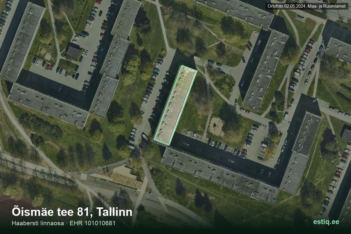 Õismäe tee 81, Tallinn – aerial photo of the building, outline from the Building Register (EHR)