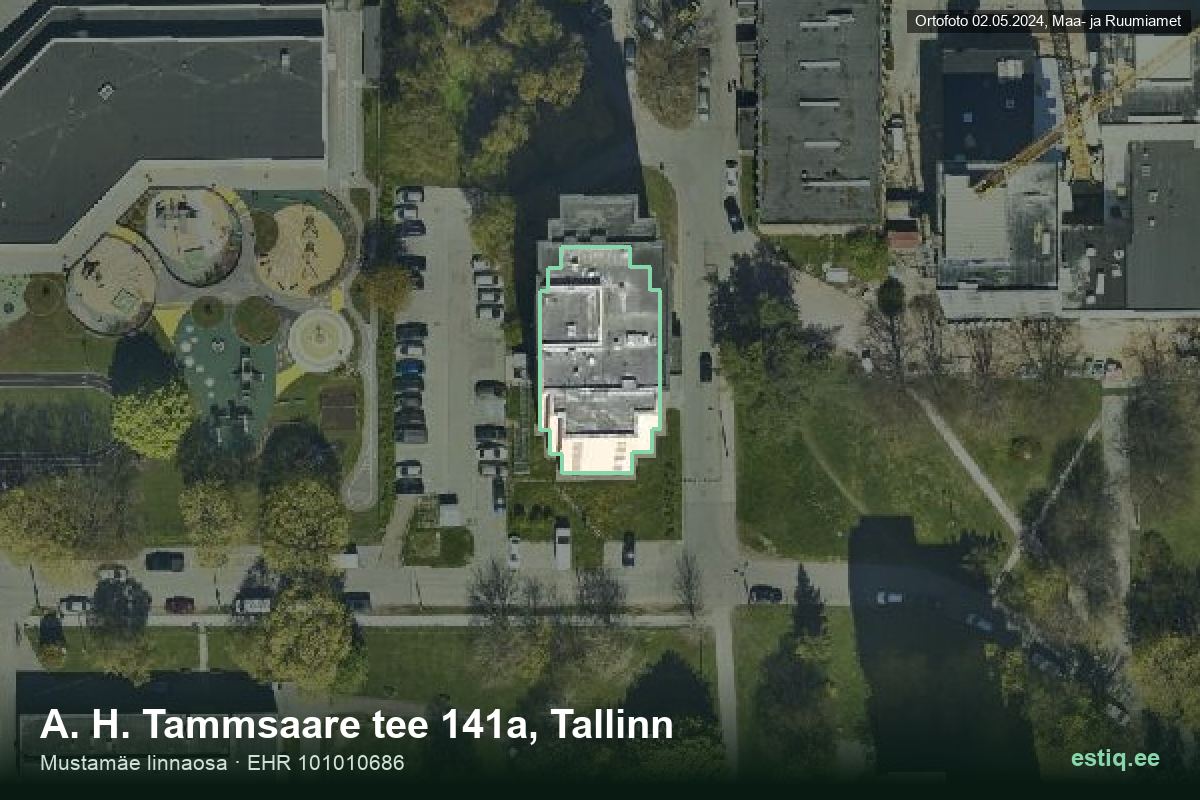 A. H. Tammsaare tee 141a, Tallinn – hoone aerofoto, kontuur ehitisregistri (EHR) andmetest