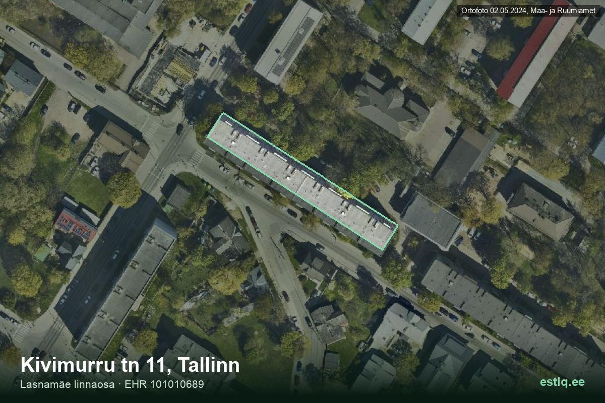 Kivimurru tänav 11, Tallinn – hoone aerofoto, kontuur ehitisregistri (EHR) andmetest
