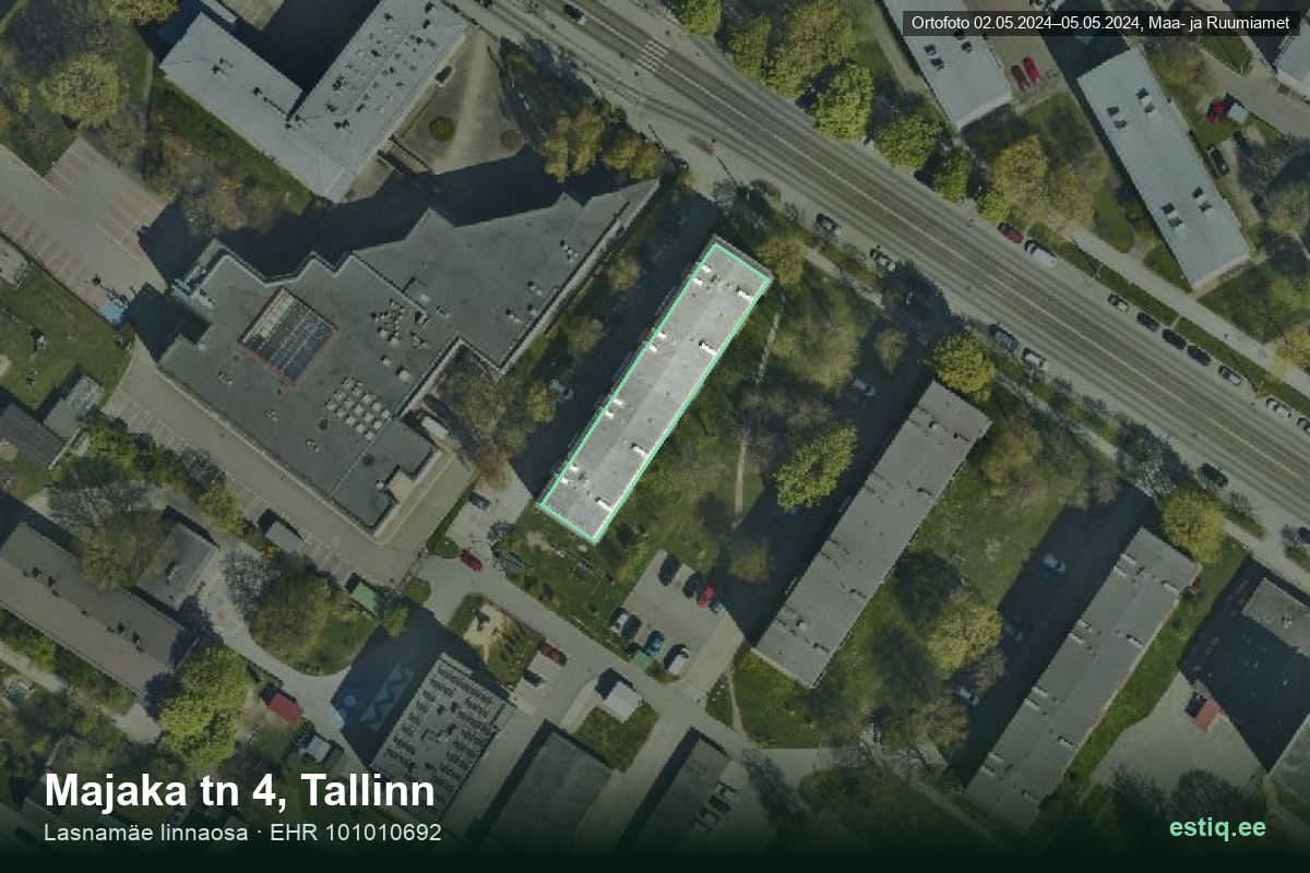 Majaka tänav 4, Tallinn – hoone aerofoto, kontuur ehitisregistri (EHR) andmetest