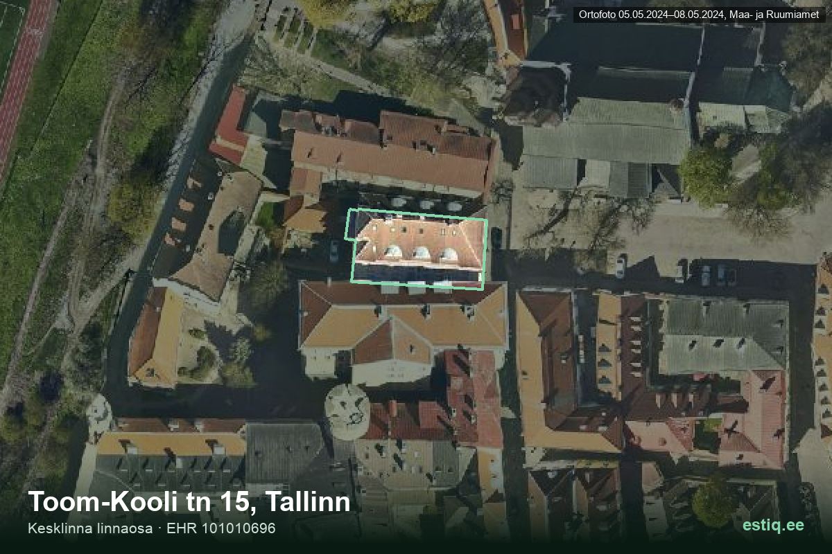 Toom-Kooli tänav 15, Tallinn – ilmakuva rakennuksesta, ääriviiva rakennusrekisteristä (EHR)