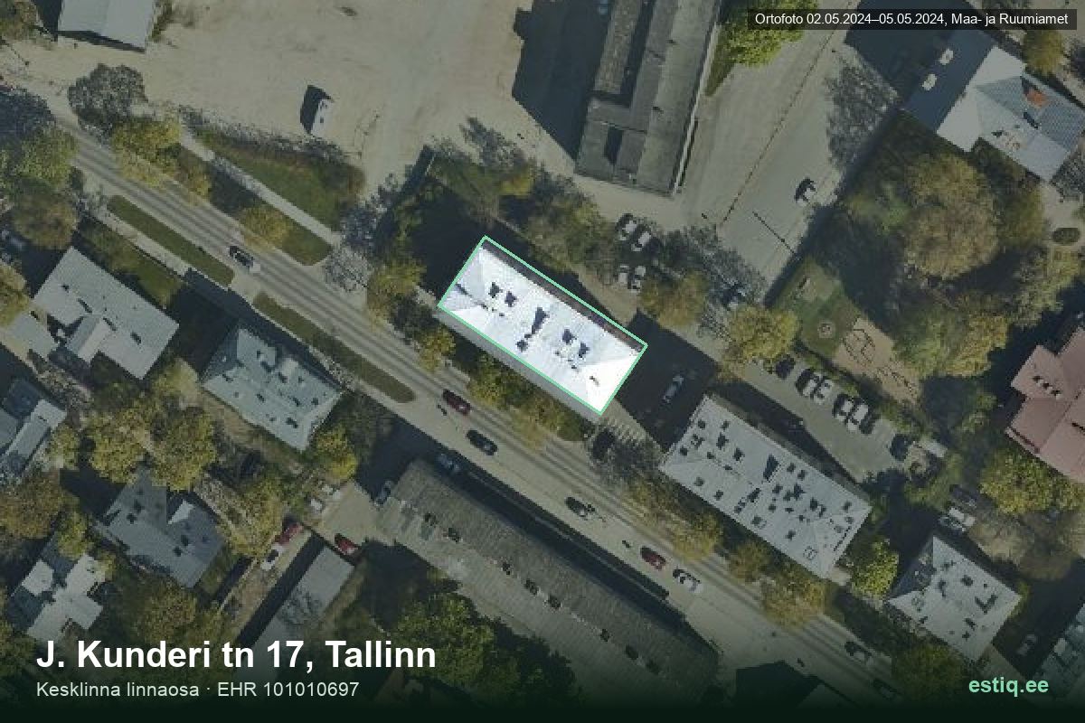 J. Kunderi tänav 17, Tallinn – aerial photo of the building, outline from the Building Register (EHR)
