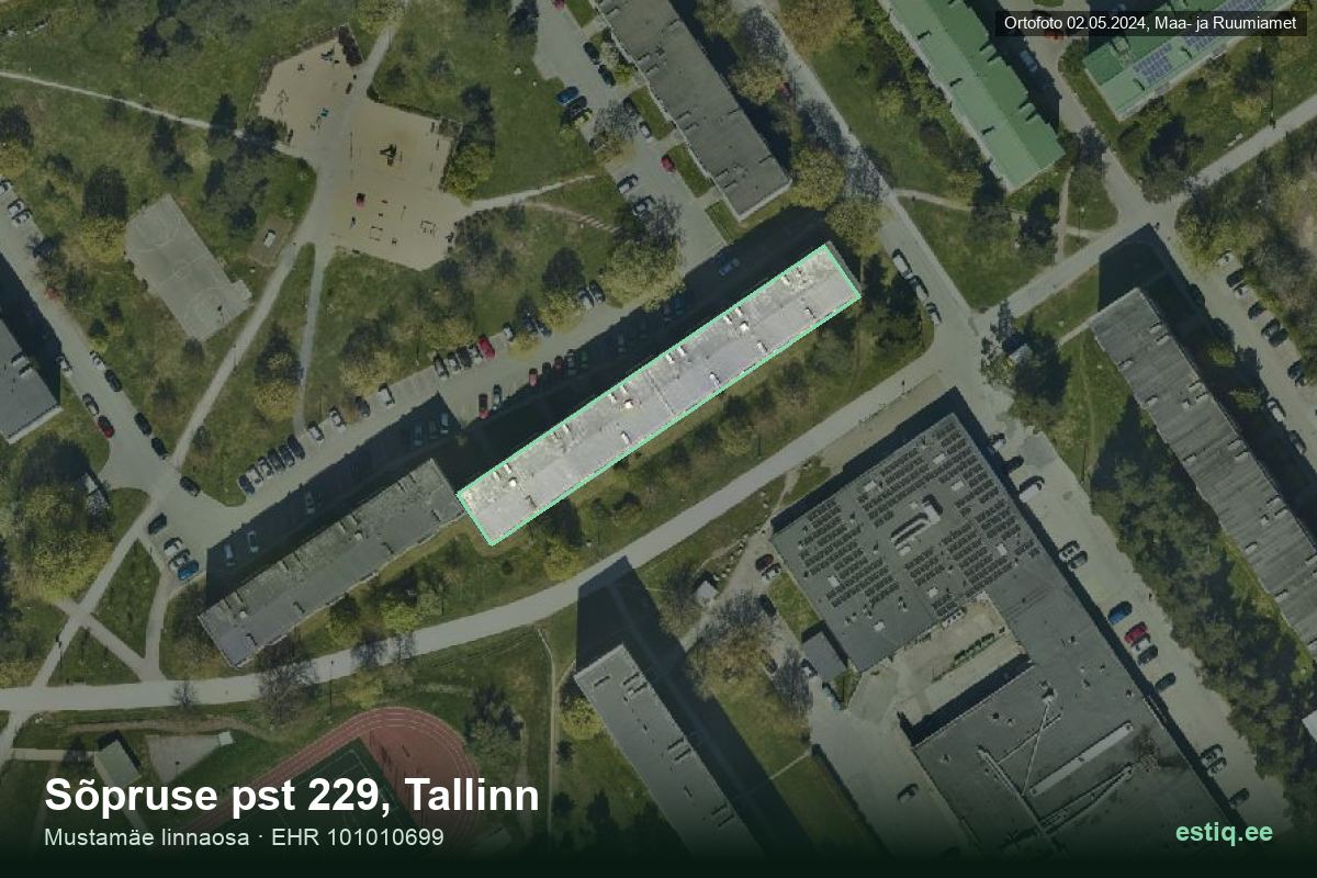 Sõpruse pst 229, Tallinn – aerial photo of the building, outline from the Building Register (EHR)