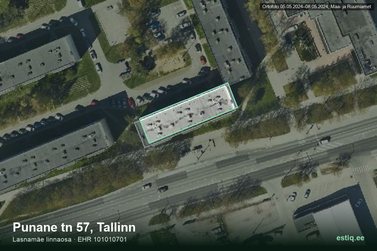 Punane tänav 57, Tallinn – hoone aerofoto, kontuur ehitisregistri (EHR) andmetest
