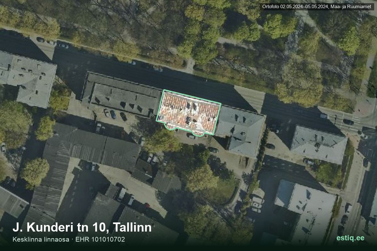 J. Kunderi tänav 10, Tallinn – aerial photo of the building, outline from the Building Register (EHR)