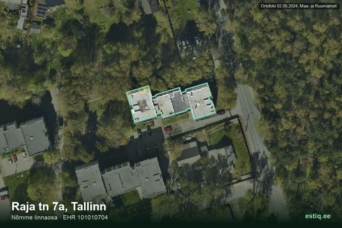 Raja tänav 7a, Tallinn – hoone aerofoto, kontuur ehitisregistri (EHR) andmetest