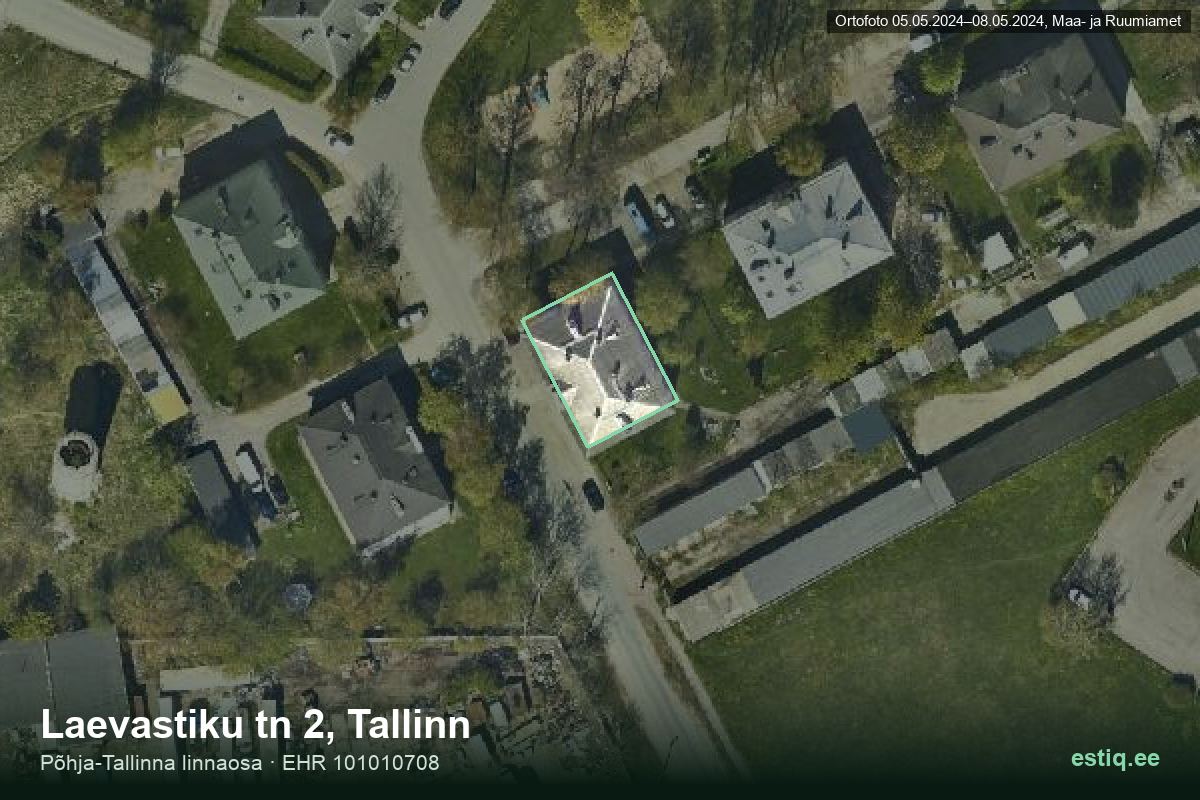 Laevastiku tänav 2, Tallinn – ilmakuva rakennuksesta, ääriviiva rakennusrekisteristä (EHR)