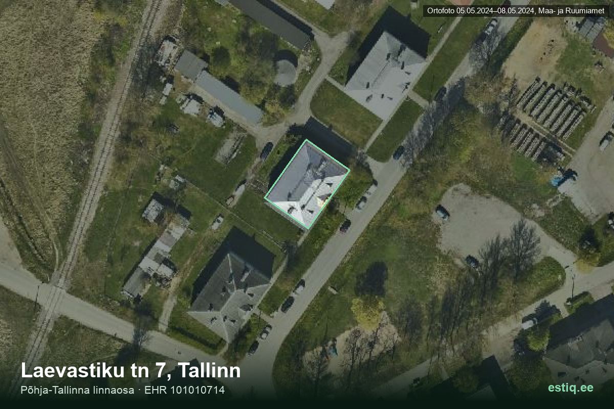 Laevastiku tänav 7, Tallinn – ilmakuva rakennuksesta, ääriviiva rakennusrekisteristä (EHR)