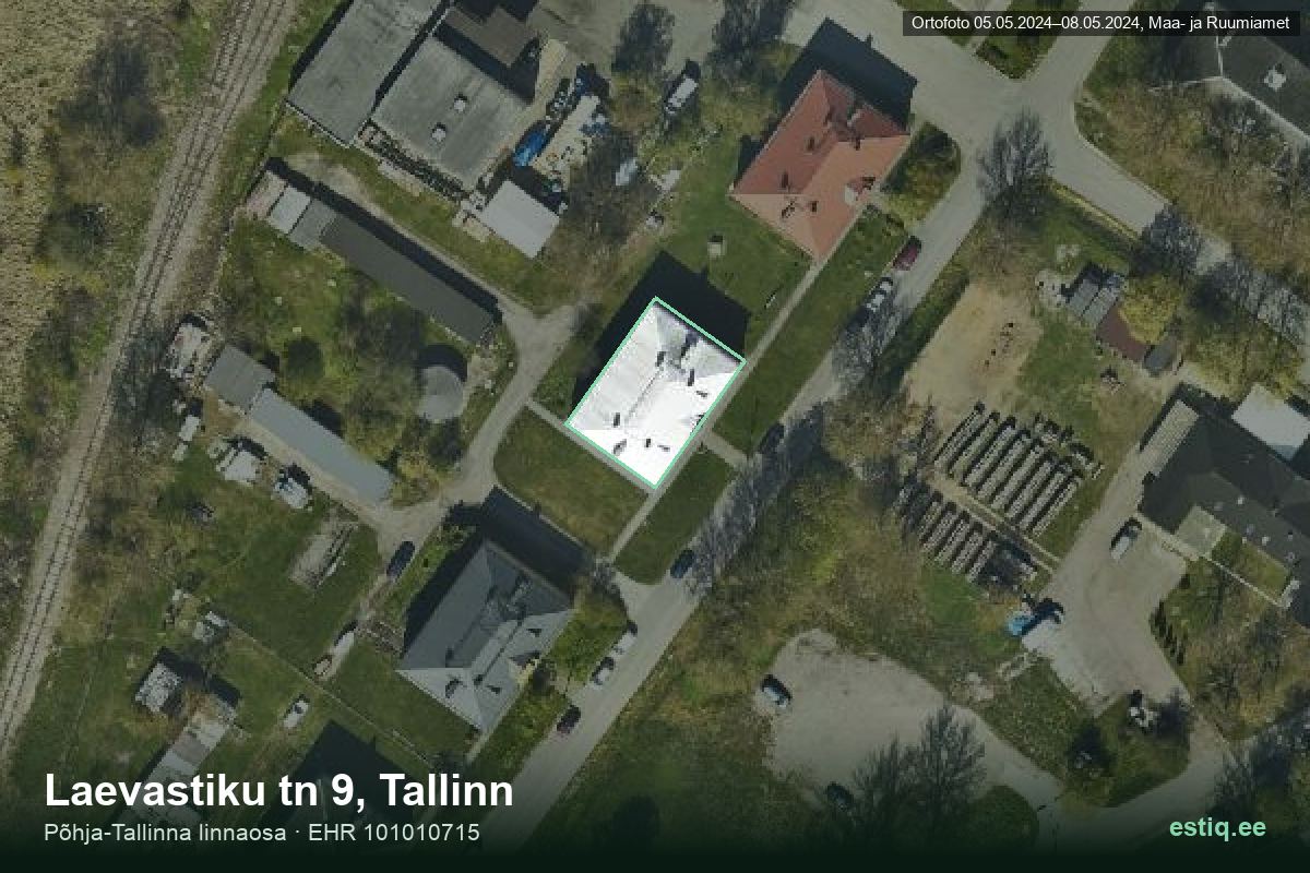 Laevastiku tänav 9, Tallinn – hoone aerofoto, kontuur ehitisregistri (EHR) andmetest