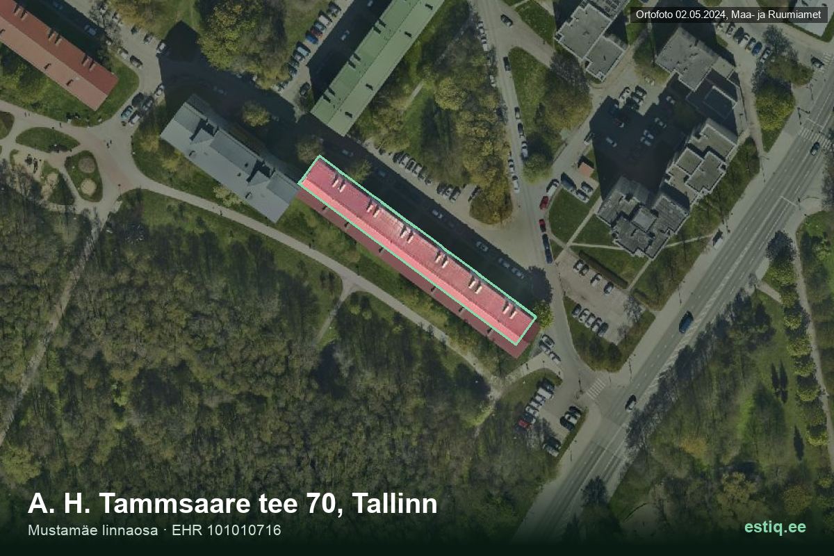 A. H. Tammsaare tee 70, Tallinn – hoone aerofoto, kontuur ehitisregistri (EHR) andmetest