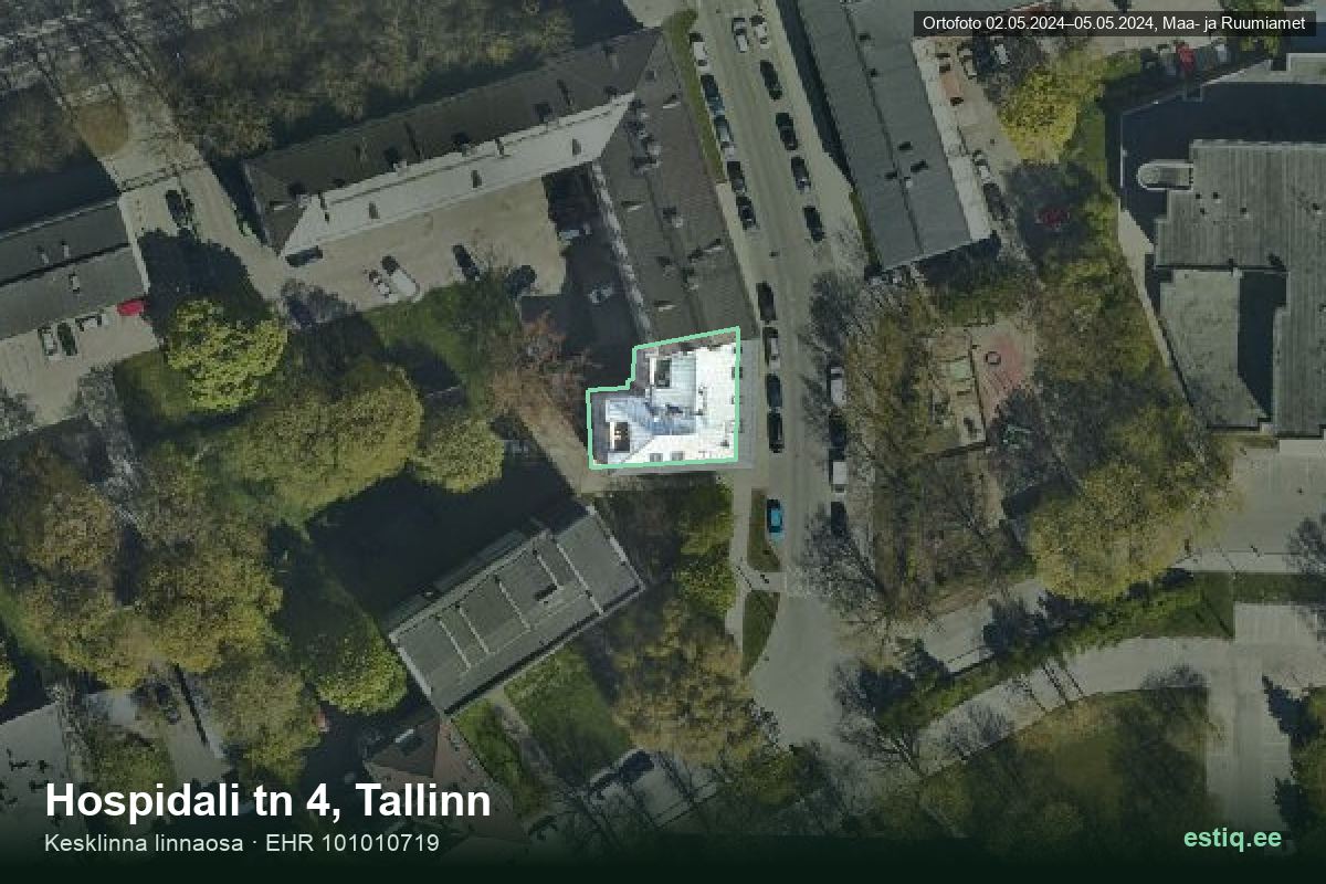 Hospidali tänav 4, Tallinn – aerial photo of the building, outline from the Building Register (EHR)