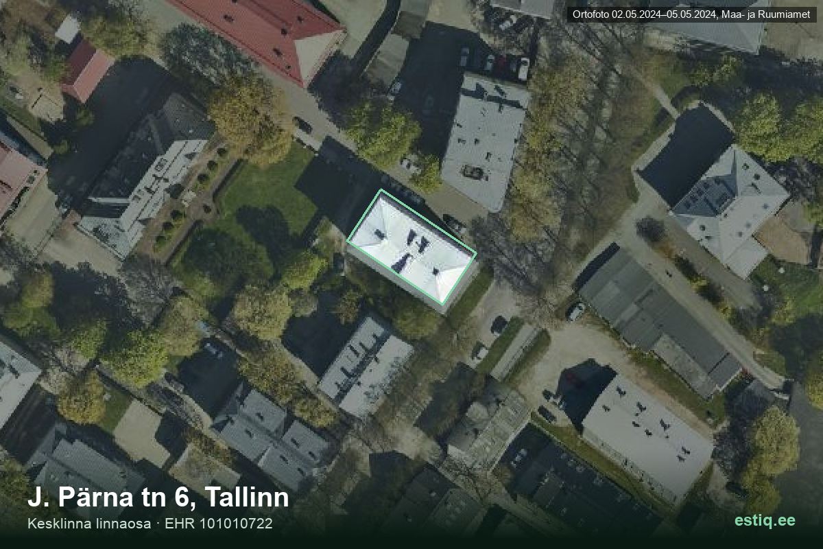 J. Pärna tänav 6, Tallinn – aerial photo of the building, outline from the Building Register (EHR)