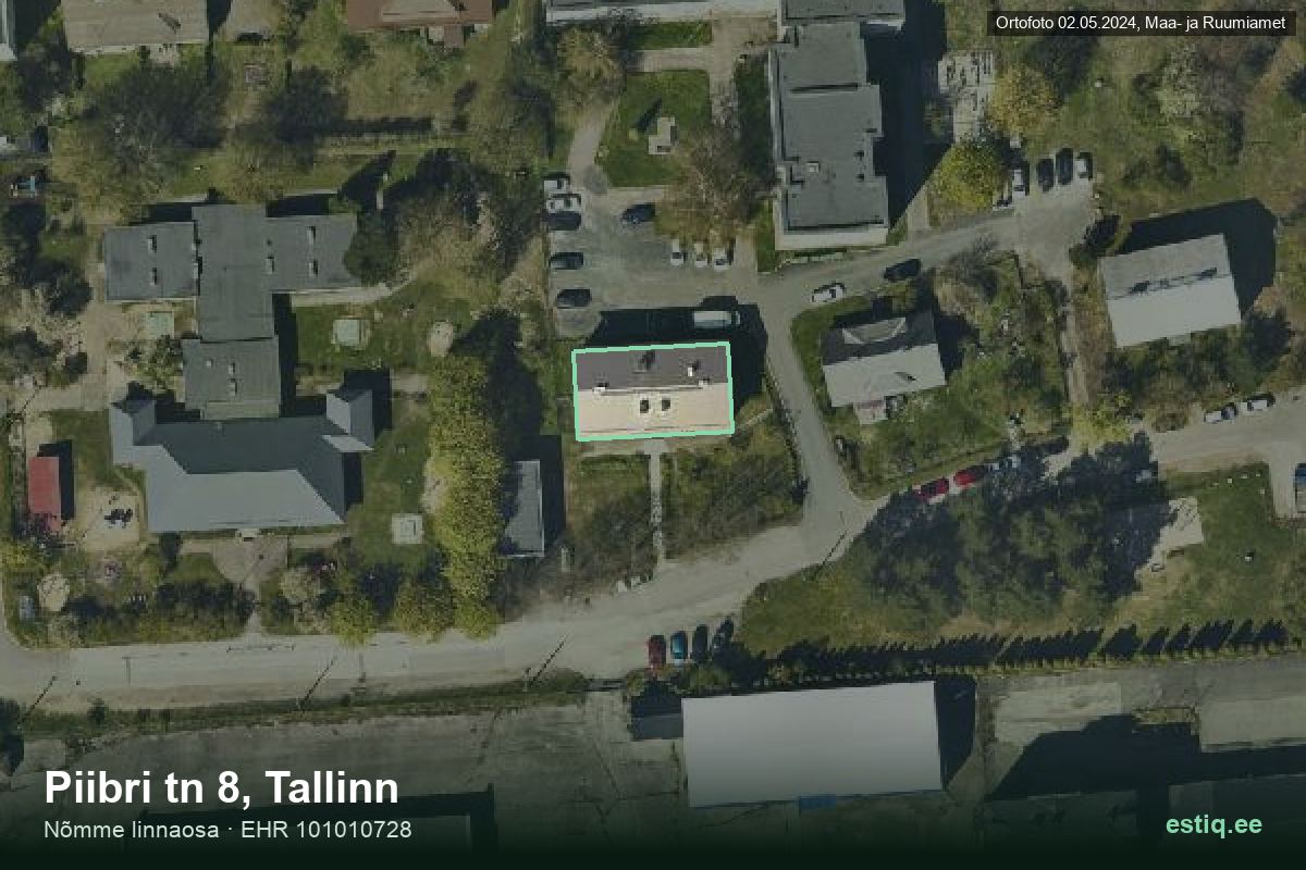 Piibri tänav 8, Tallinn – hoone aerofoto, kontuur ehitisregistri (EHR) andmetest