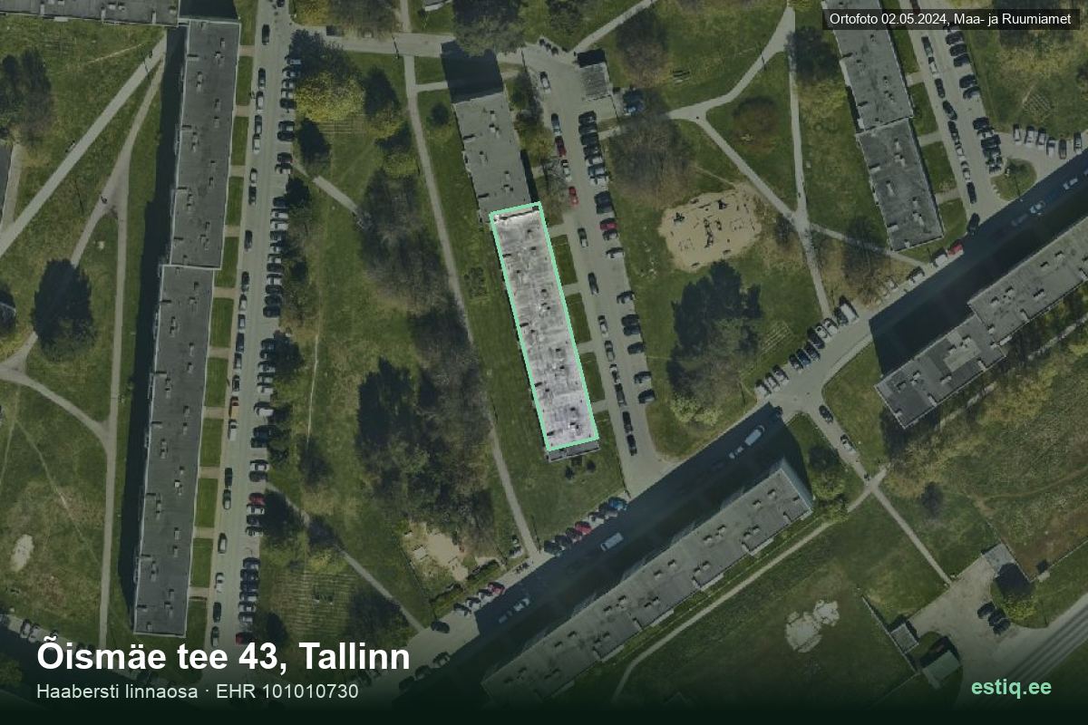 Õismäe tee 43, Tallinn – aerial photo of the building, outline from the Building Register (EHR)