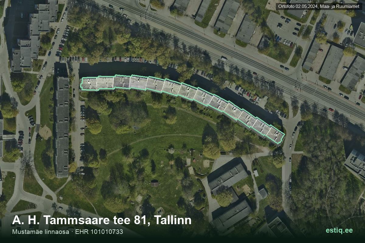 A. H. Tammsaare tee 81, Tallinn – hoone aerofoto, kontuur ehitisregistri (EHR) andmetest