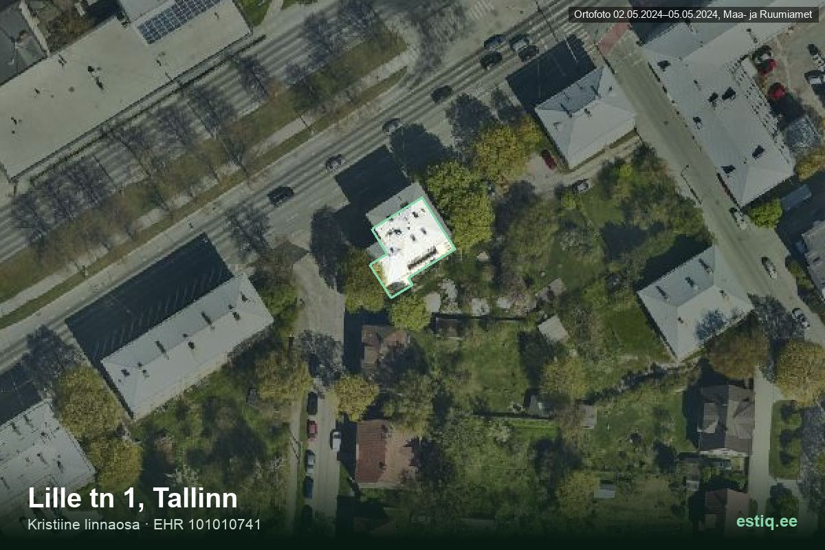 Lille tänav 1, Tallinn – аэрофото дома, контур по данным регистра строений (EHR)