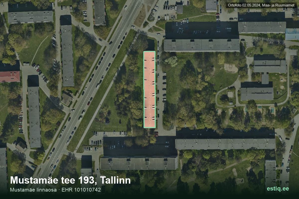 Mustamäe tee 193, Tallinn – aerial photo of the building, outline from the Building Register (EHR)