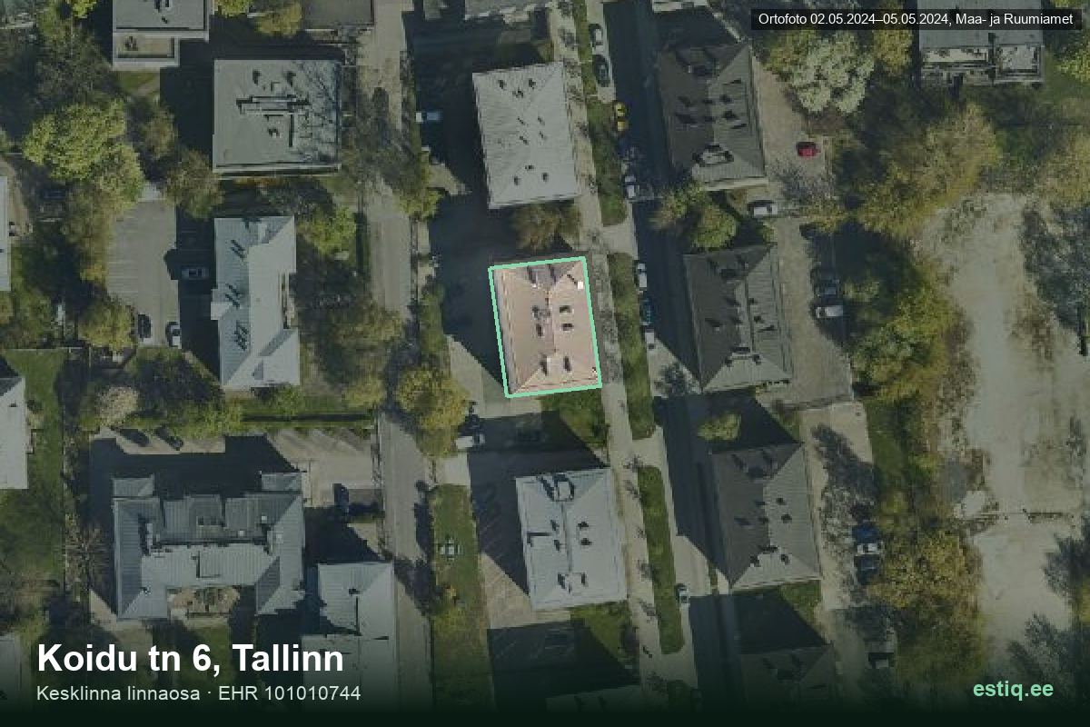 Koidu tänav 6, Tallinn – hoone aerofoto, kontuur ehitisregistri (EHR) andmetest