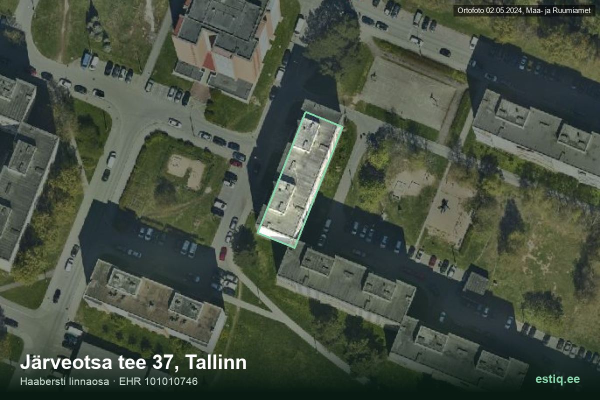 Järveotsa tee 37, Tallinn – hoone aerofoto, kontuur ehitisregistri (EHR) andmetest