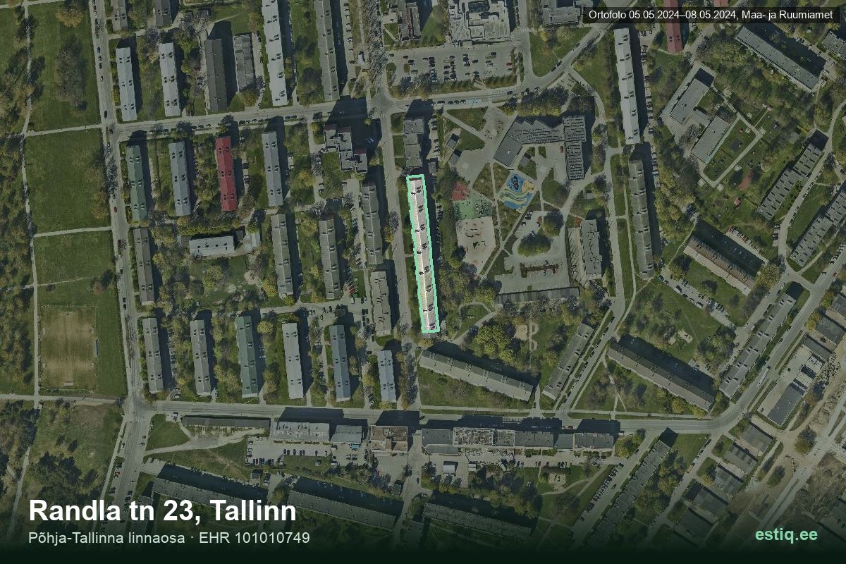 Randla tänav 23, Tallinn – hoone aerofoto, kontuur ehitisregistri (EHR) andmetest