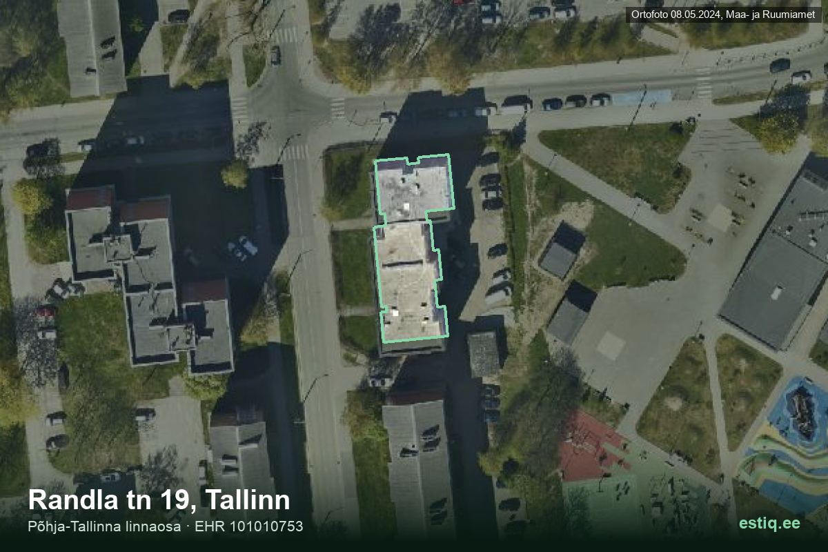 Randla tänav 19, Tallinn – hoone aerofoto, kontuur ehitisregistri (EHR) andmetest