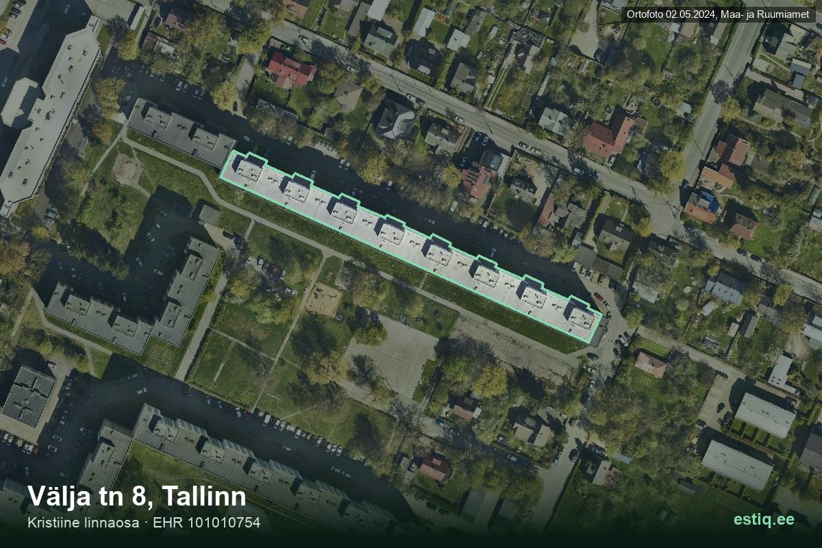 Välja tänav 8, Tallinn – aerial photo of the building, outline from the Building Register (EHR)