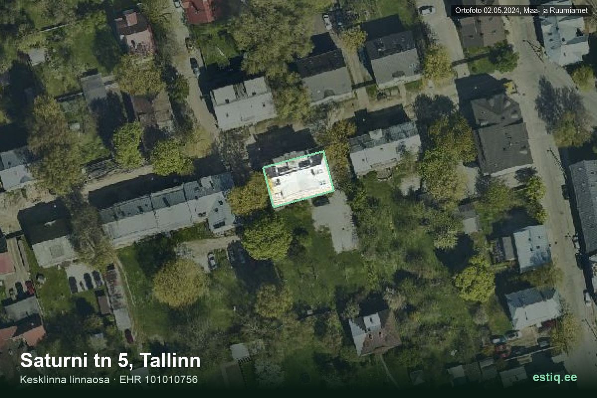Saturni tänav 5, Tallinn – aerial photo of the building, outline from the Building Register (EHR)