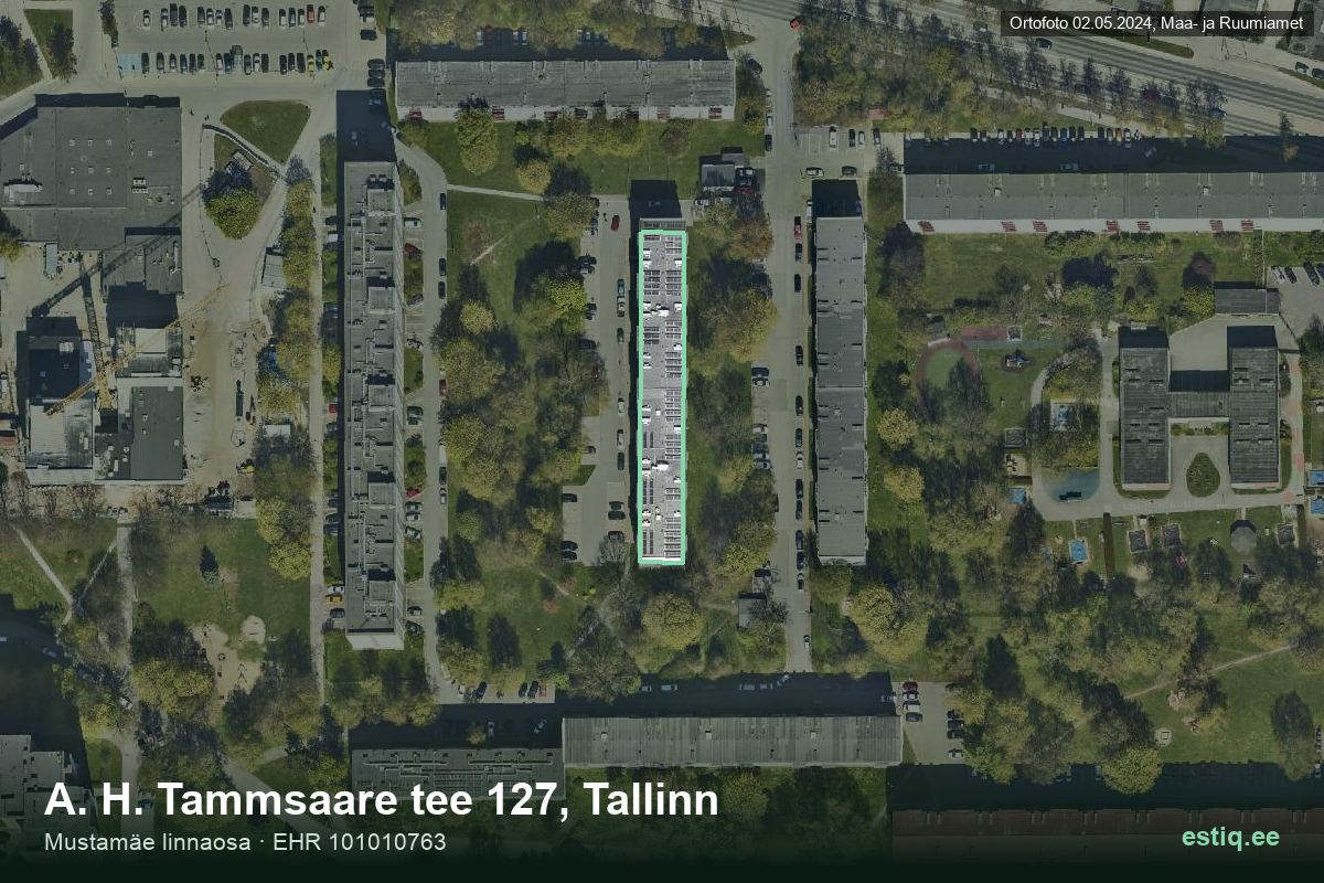 A. H. Tammsaare tee 127, Tallinn – hoone aerofoto, kontuur ehitisregistri (EHR) andmetest