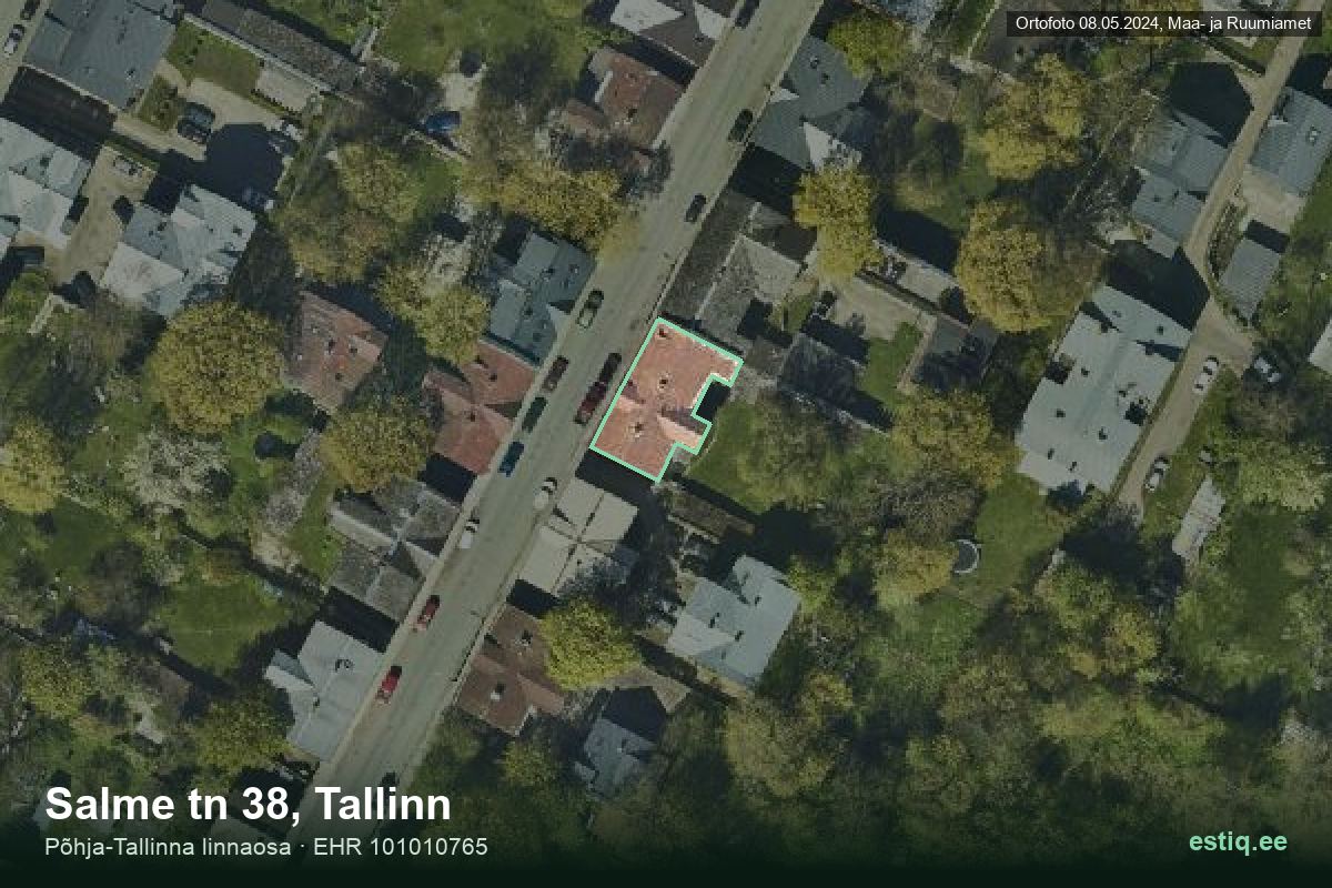 Salme tänav 38, Tallinn – hoone aerofoto, kontuur ehitisregistri (EHR) andmetest