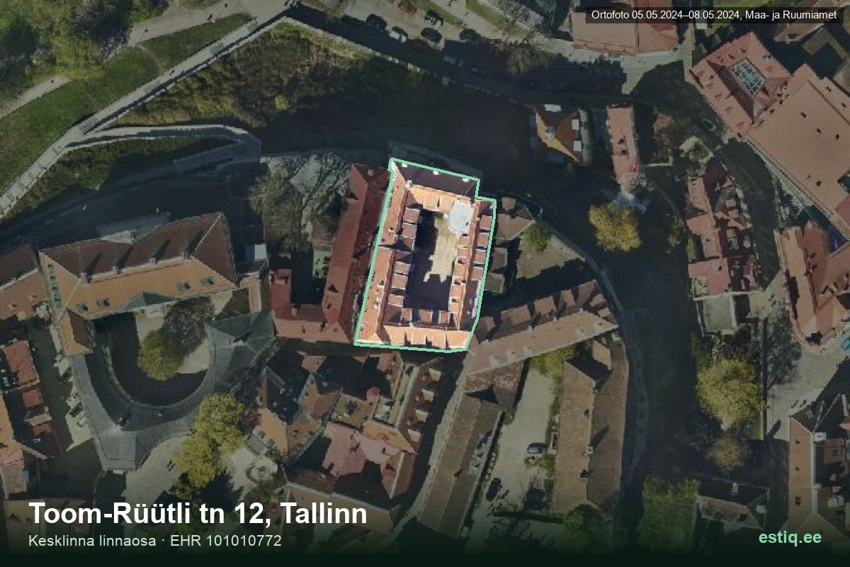 Toom-Rüütli tänav 12, Tallinn – ilmakuva rakennuksesta, ääriviiva rakennusrekisteristä (EHR)