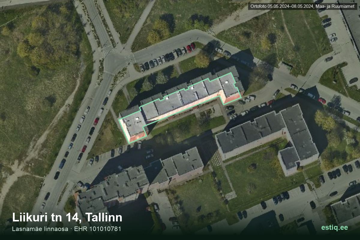 Liikuri tänav 14, Tallinn – aerial photo of the building, outline from the Building Register (EHR)