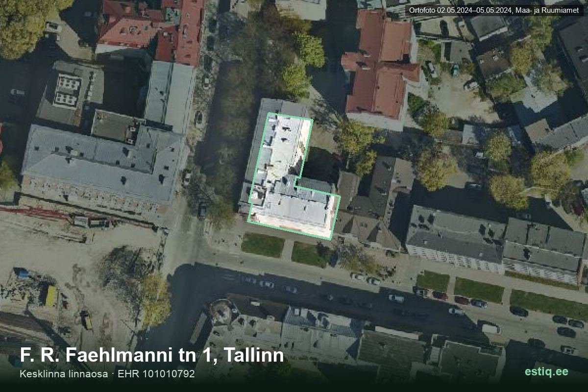 F. R. Faehlmanni tänav 1, Tallinn – ilmakuva rakennuksesta, ääriviiva rakennusrekisteristä (EHR)