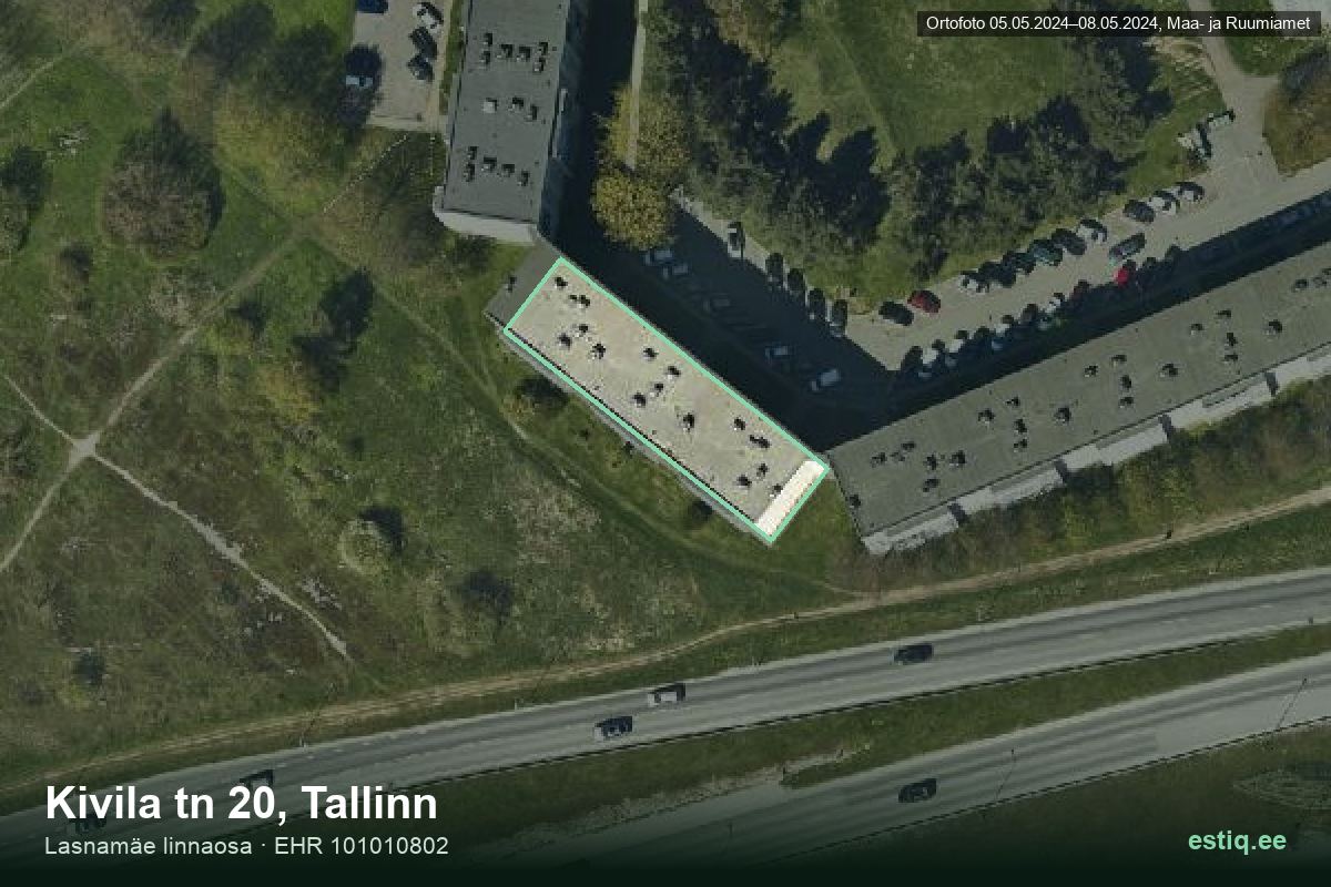 Kivila tänav 20, Tallinn – hoone aerofoto, kontuur ehitisregistri (EHR) andmetest