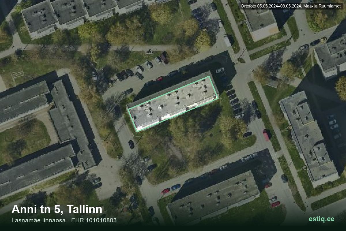 Anni tänav 5, Tallinn – hoone aerofoto, kontuur ehitisregistri (EHR) andmetest