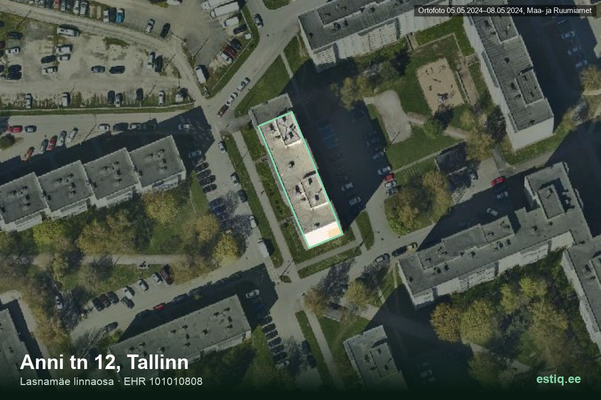 Anni tänav 12, Tallinn – hoone aerofoto, kontuur ehitisregistri (EHR) andmetest