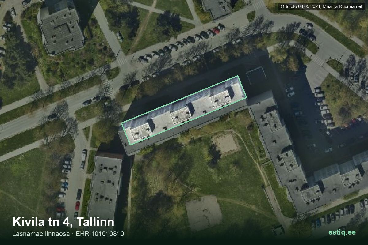 Kivila tänav 4, Tallinn – hoone aerofoto, kontuur ehitisregistri (EHR) andmetest