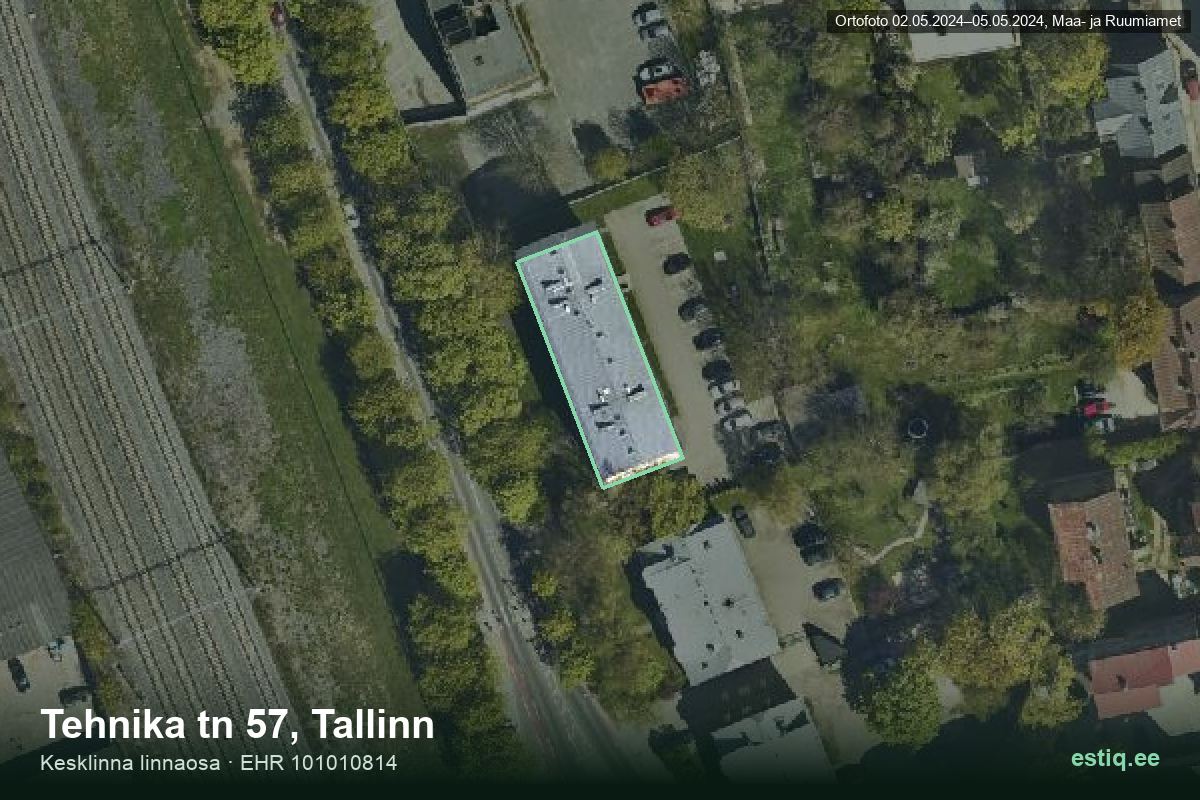 Tehnika tänav 57, Tallinn – aerial photo of the building, outline from the Building Register (EHR)