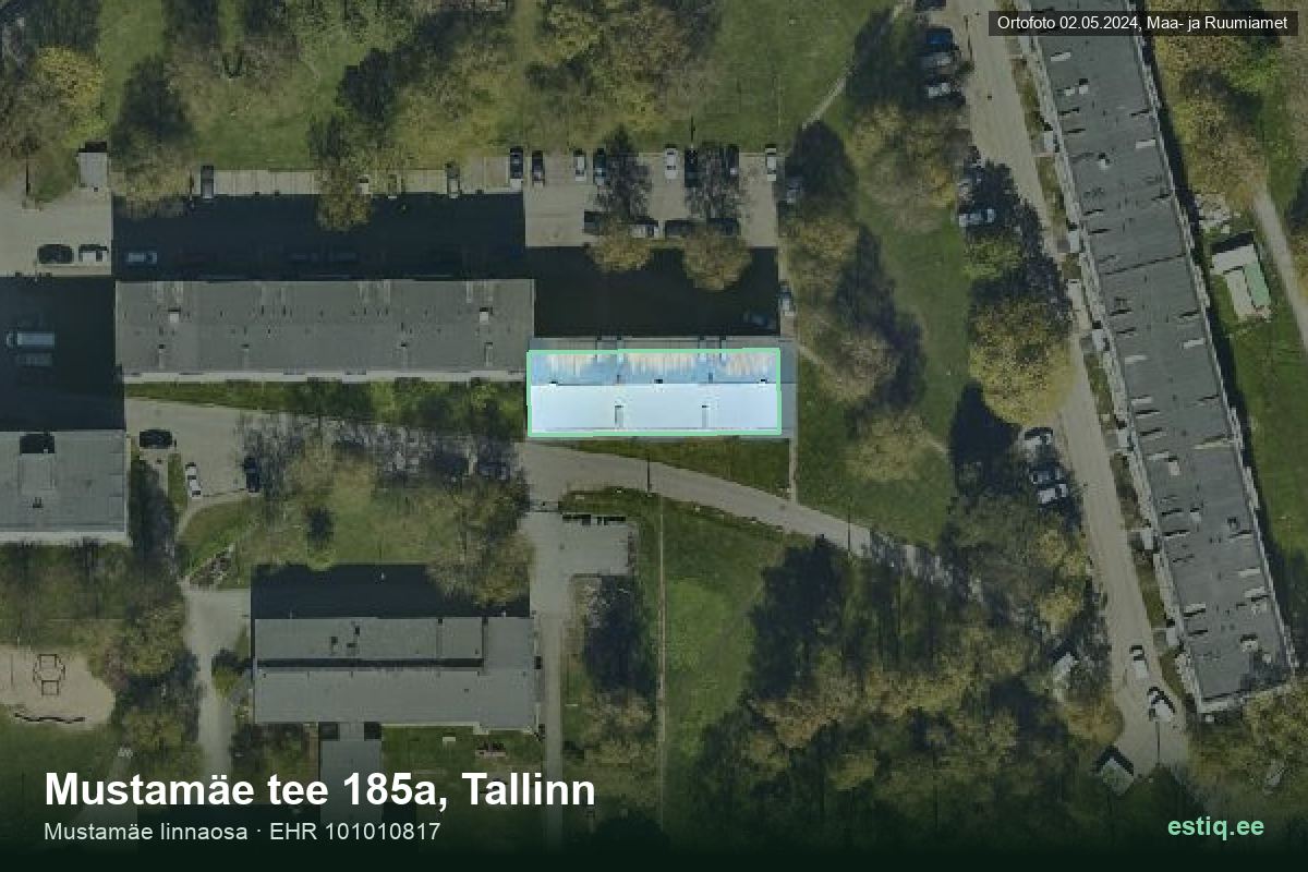 Mustamäe tee 185a, Tallinn – hoone aerofoto, kontuur ehitisregistri (EHR) andmetest