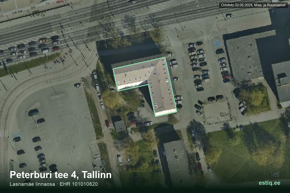 Peterburi tee 4, Tallinn – hoone aerofoto, kontuur ehitisregistri (EHR) andmetest