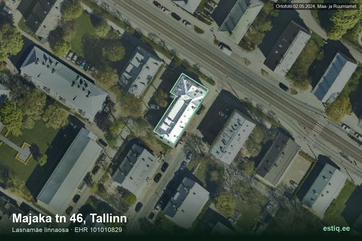 Majaka tänav 46, Tallinn – hoone aerofoto, kontuur ehitisregistri (EHR) andmetest